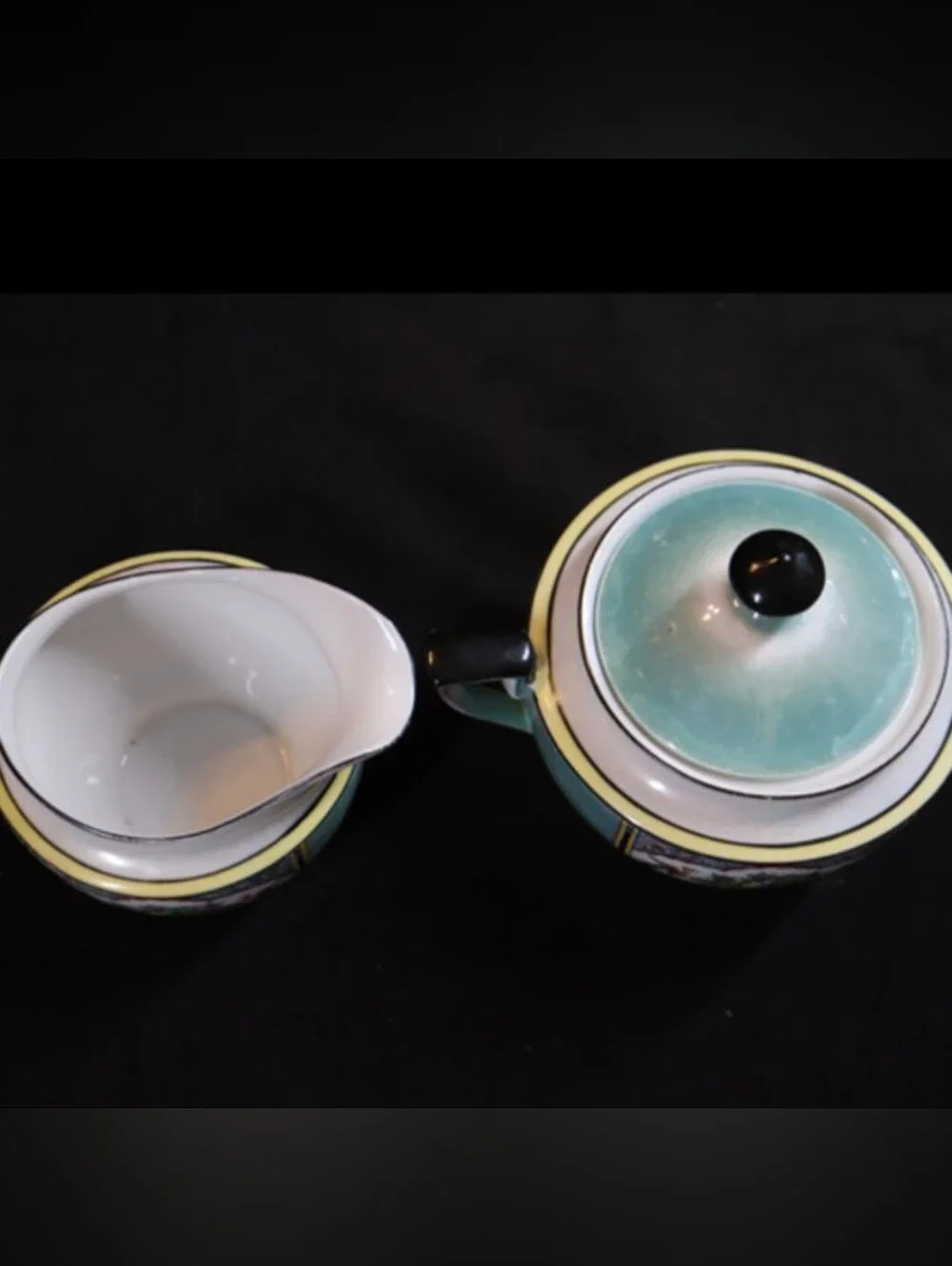 Vintage Noritake Morimura Fruit & Peacock Sugar Bowl with Lid & Creamer Set